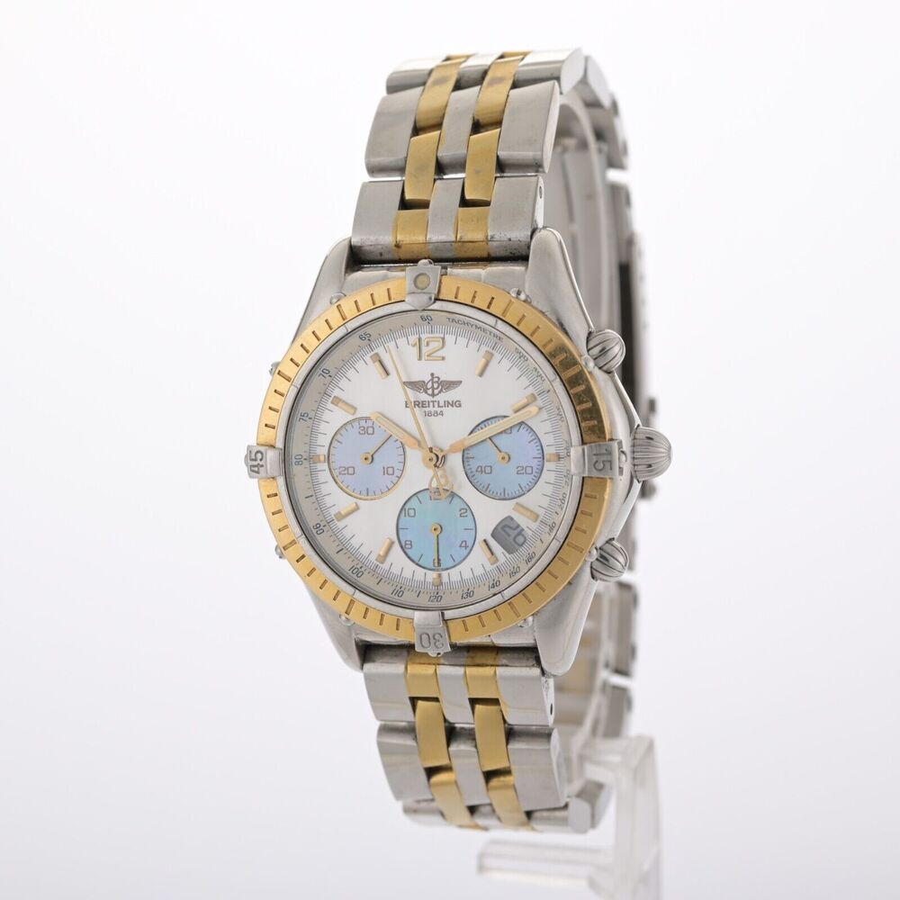 Breitling Chrono Cockpit D30012 Mother of Pearl Dial 37mm 18k Gold Watch
